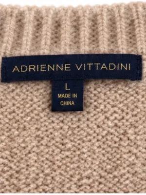 Adrienne Vittadini Oversized Tunic Sweater Beige Side Slit Large thumbnail 4