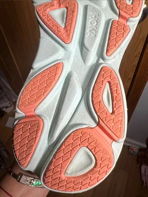 Hoka Women's Running Sneakers in Light Gray, Mint & Coral Accents thumbnail 9