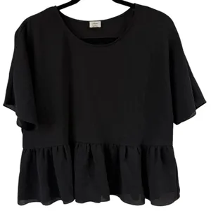 Aritzia Wilfred Macee Top Womens XS Black Peplum Blouse Lightweight Shirt Career thumbnail 1