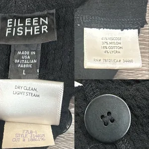 Eileen Fisher‎ Black Waffle Knit Shawl Collar Longline Cardigan Large Minimalism thumbnail 6
