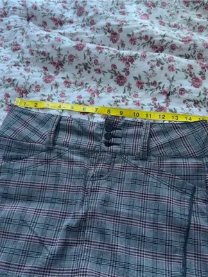 Y2K Plaid Mini Skirt in Grey with Subtle Pink Stripe thumbnail 4
