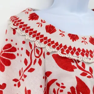 FARM Rio Jungle Flow Linen Toucan Pineapple Mini Dress M Red Boho Resort Wear thumbnail 6