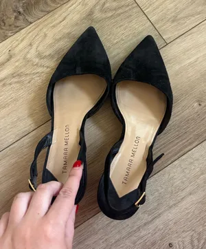 Tamara Mellon Suede Ankle Strap Heels Black Size 6.5 thumbnail 1