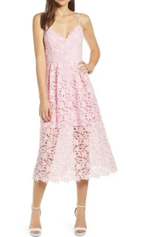 ASTR the Label Lace Spaghetti Strap Midi Dress (Endless Rose) thumbnail 1