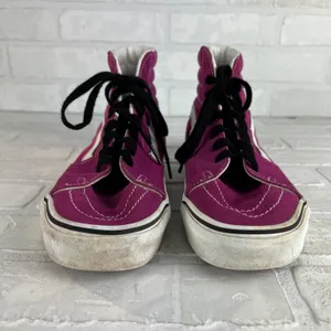 Vans Sk8-Hi Top Sneakers Pink Womens 9 Mens 7.5 Canvas Suede Lace Up Shoes 40EU‎ thumbnail 6