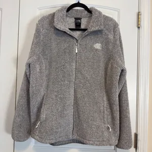 The North Face Jacket Womens Gray Heavy Osito Sherpa EUC Full Zip XL Warm Winter thumbnail 2