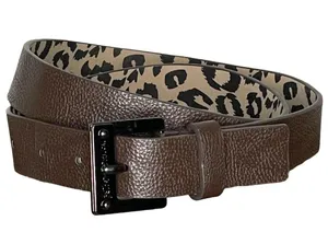 Betsey Johnson Dark Brown Belt With Leopard Interior Print 38” thumbnail 1