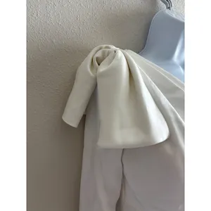 NWT IEENA Mac Duggal Mini Dress 6 White‎ One Shoulder Satin Bow Bridal #B865 thumbnail 11