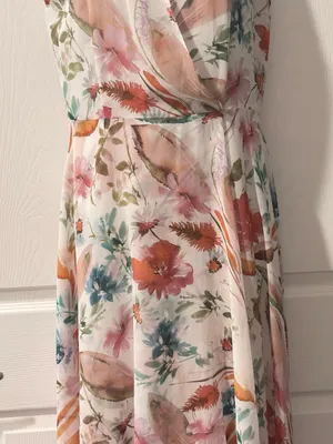 Calvin Klein Floral Chiffon Maxi Dress - Blush, Coral, Teal thumbnail 2