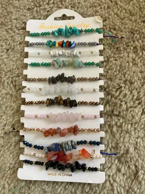 12PCS Mixed Color Rainbow Colorful Stone Crystal Bracelets thumbnail 6