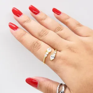 Gold Crystal Bypass Ring thumbnail 2