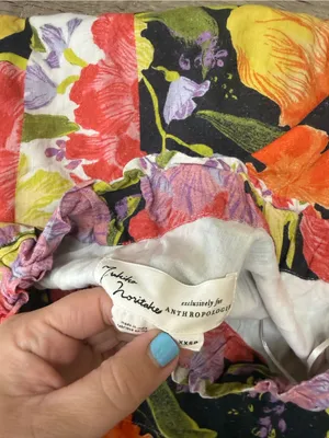 Anthropologie‎ x Yukiko Noritake floral one sleeve mini shift dress size xxsp thumbnail 4