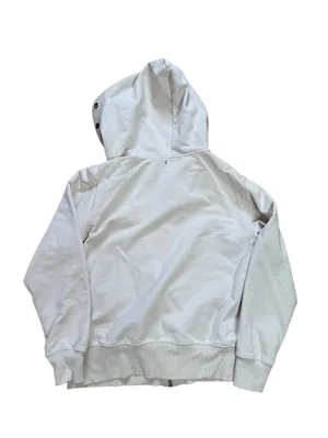 90s Vintage Bill Blass Grommet Zip Up Sweatshirt Hoodie Cream Small thumbnail 2