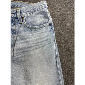 Levi’s 501 Original Jeans Women’s Approx W27 Light Wash Distressed Button Fly thumbnail 3