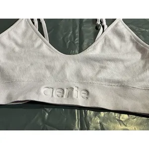Aerie Seamless Ribbed Bralette Women's M Light Pink Logo Band Strappy NWT thumbnail 5
