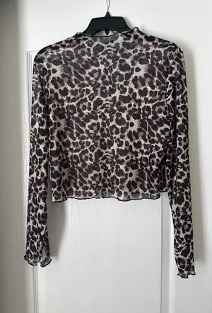 Boutique Cheetah Print Sheer Top thumbnail 1