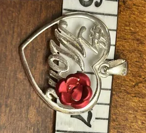 925 Sterling Silver Pendant #1 Mom Rose Red Lot F76 thumbnail 1