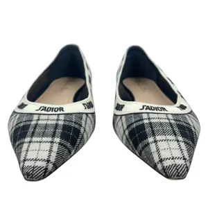Christian Dior J'adior Embroider Tartan Print Pointed Toe Flats Size 39.5 thumbnail 5