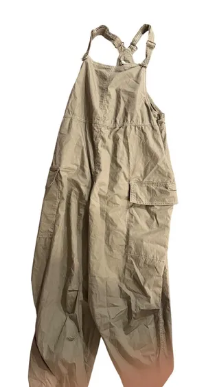 Hunter & Brown Cargo Overalls Womens XL Olive Green Wide Leg Cotton HBP421 thumbnail 1