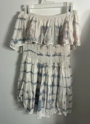 Blue Life White Tie-Die Strapless Romper thumbnail 1