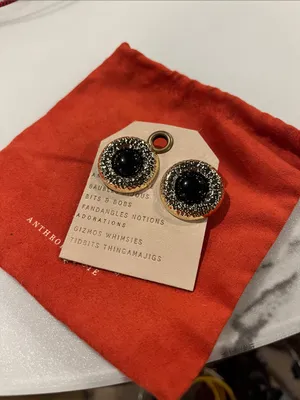 NWT By Anthropologie Tiger's Eye Button Post Earrings thumbnail 3