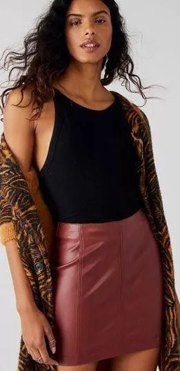 Free People Mini Skirt Modern Femme Vegan Leather Size 10 New with Tag thumbnail 1
