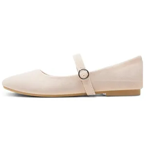NWT ~ Women's Beige Mary Jane Round Toe Ballet Flats Dressy Fabric Shoes Size 10 thumbnail 2