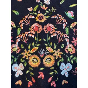 Blu Pepper Embroidered Bell Sleeve Sweater Boho‎ Navy Blue Floral Size Medium thumbnail 5