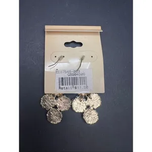 Light Yellow Cream Shimmer Rhinestone Gold Tone Flower Cluster Floral Earrings thumbnail 2