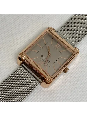 Nine West women watch rose gold tone 29mm quartz analog beige 7” running thumbnail 2