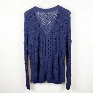 Anthropologie Pilcro Open Stitch Cardigan XS Blue Single‎ Button Coastal Chic thumbnail 3