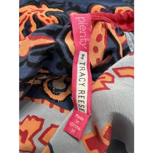 Plenty by Tracy Reese Silk Boho Paisley Mini Dress Blue Orange Tassel Size‎ M thumbnail 6
