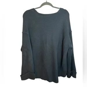 Free People La Brea V-Neck Blue Gray Sweater thumbnail 4