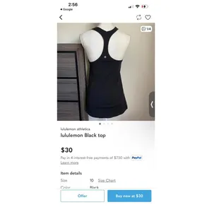 Lululemon Black Racerback Tank Top Sz L thumbnail 4