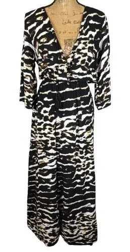 Jaase Lola Just Jungle Wide Leg Jumpsuit Animal Print Bohemian‎ Flowy Size Small thumbnail 1