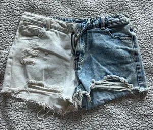 Amazon Two-Tone Distressed Denim Shorts thumbnail 1