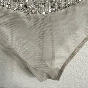 NWT Free People Womens Bodysuit Silver Sparks Fly Bodysuit Sequin Size Small thumbnail 8