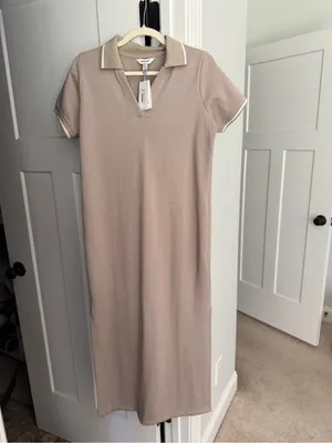 Spanx airpique polo dress new tan short sleeve maxi NWT ashwood tan thumbnail 3