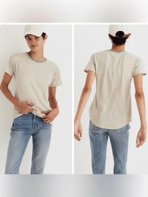 Madewell Whisper Cotton Rib-Crewneck Ringer Tee in Wallie Stripe thumbnail 2