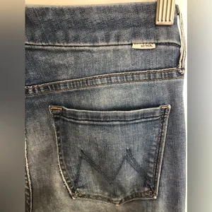 Mother Looker Ankle Fray Jeans Womens 26 Blue Birds Of‎ Paradise Raw Hem Stretch thumbnail 3