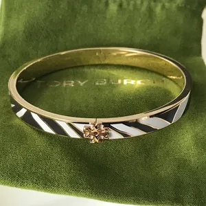 NWOT Tory Burch Gold and Black Striped Bracelet thumbnail 3