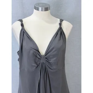 A Pea in the Pod Silk Maternity Dress L Charcoal Gray Empire Waist Cocktail thumbnail 2