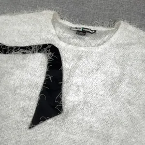 Jamie Sadock Sweater Womens M White Fuzzy 3/4 Sleeve Crew Neck‎ Pullover Eyelash thumbnail 2