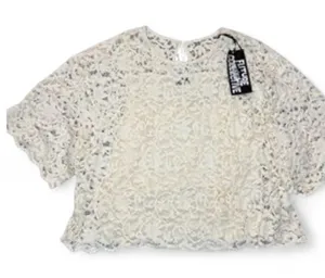 🌹Future Collective Short Sleeve Crochet Lace T-Shirt Size 2XL thumbnail 1