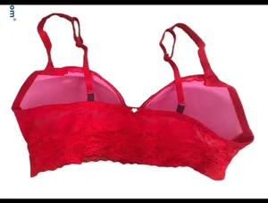 PINK Victoria’s Secret Lipstick Red Lace Push Up Bralette Sz. L Date Night thumbnail 2