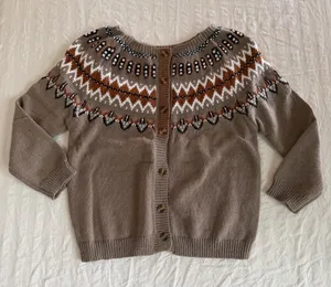 Women’s Cardigan Button Up Tan and Brown Sweater Size S #260489 thumbnail 1