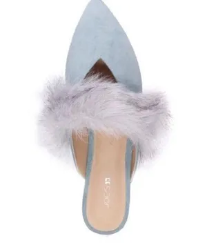 NEW Joe's Angelique Faux Fur Mule Blue 8 thumbnail 1