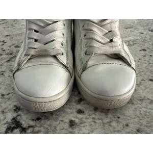 Prada white leather womens sneakers shoes 35 USED thumbnail 3