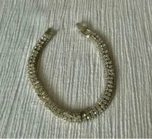 Tennis Bracelet Vintage “Renata” Rhinestone Silver Tone Tennis Prep Chic Elegant thumbnail 3
