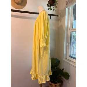 Vintage Yellow Floral Embellished Nighty Sleep Dress Cottage Size XL The Paragon thumbnail 3